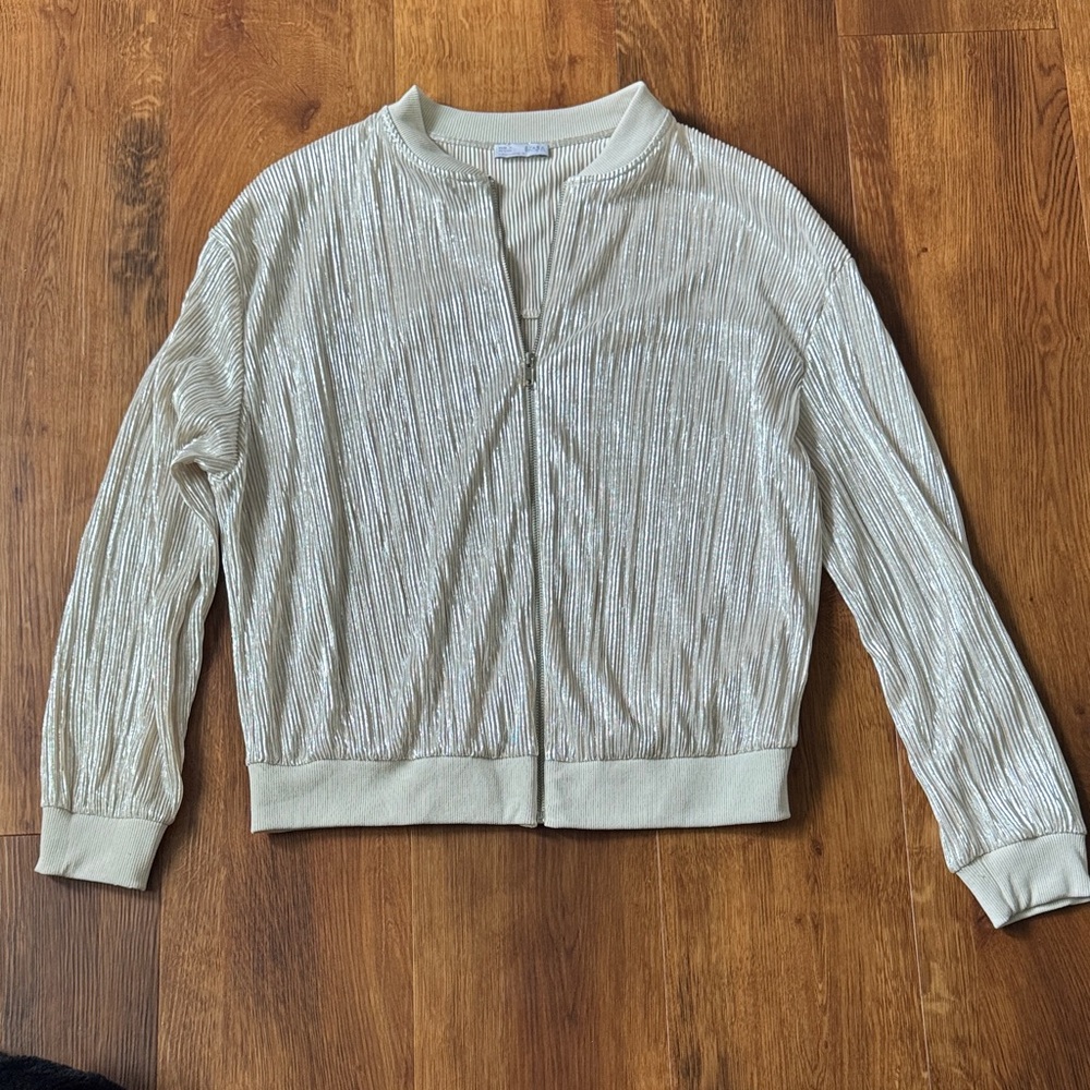 Zara Gold/Cream Metallic Bomber Jacket